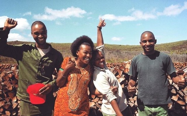 Students at the Grootbos Green Futures Foundation College on their way to the Eden Project in Cornwall, UK